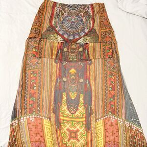 Camilla Silk Skirt Womens Multicolor Double Layer Rhinestone Size 2
